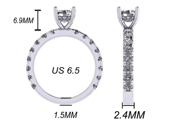 украшения чистого золота 14k 6x6mm, обручальное кольцо диаманта 24pcs 1.44ct естественное