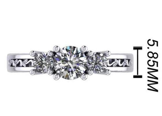 украшения чистого золота 0.8ct 14k, Prong устанавливая кольцо диаманта 3 RD5.85mm каменное