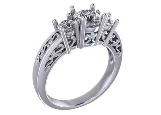 украшения чистого золота 0.8ct 14k, Prong устанавливая кольцо диаманта 3 RD5.85mm каменное