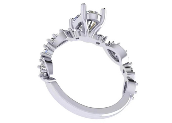 обручальное кольцо диаманта белого золота 18k 6.4mm, овальный ODM OEM кольца с бриллиантом формы