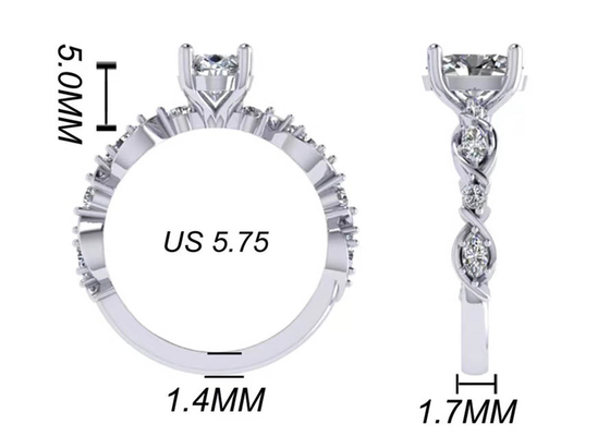 обручальное кольцо диаманта белого золота 18k 6.4mm, овальный ODM OEM кольца с бриллиантом формы