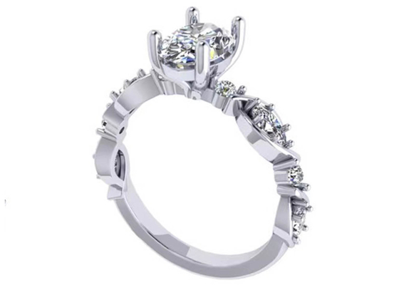 обручальное кольцо диаманта белого золота 18k 6.4mm, овальный ODM OEM кольца с бриллиантом формы