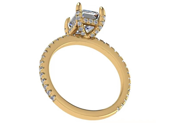 Изумрудный отрезок 18K поднял OEM диаманта размера Wiith 7.58×5.83mm кольца золота естественный