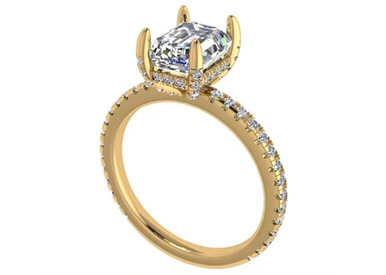 Изумрудный отрезок 18K поднял OEM диаманта размера Wiith 7.58×5.83mm кольца золота естественный