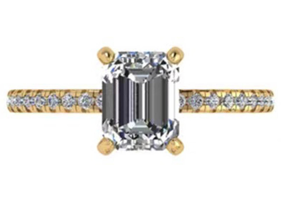 Изумрудный отрезок 18K поднял OEM диаманта размера Wiith 7.58×5.83mm кольца золота естественный