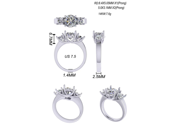 Цвет белого золота украшений чистого золота круглого отрезка 14k покрыл 2.21g вес 8.4×5.05mm