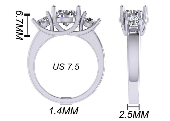 Цвет белого золота украшений чистого золота круглого отрезка 14k покрыл 2.21g вес 8.4×5.05mm