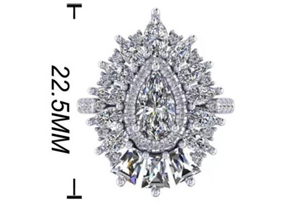 цвет белого золота обручального кольца диаманта венчика 1.5ct 49pcs классический покрыл ODM