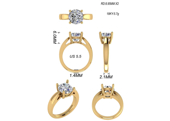 Рука устанавливая украшения чистого золота 14K, круглые кольца с бриллиантом пасьянса отрезка 2.7ct естественные