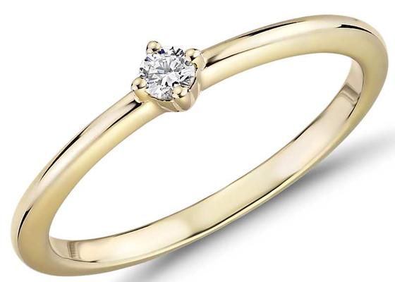 Коготь кольца 0.1ct ювелирных изделий желтого золота камня 14K пасьянса устанавливая тип ранг ясности VS1
