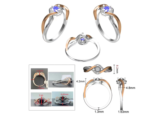 Кроссовер украшений чистого золота ювелирных изделий 14K Tanzanite соединяет камень RD6.4MM главный