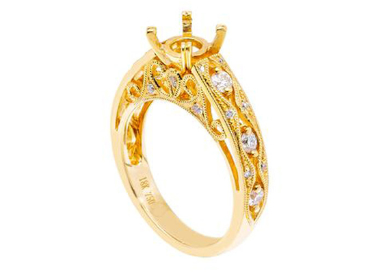 6pcs 0.07ct диаманта материал желтого золота кольца 18K ювелирных изделий держателя Semi