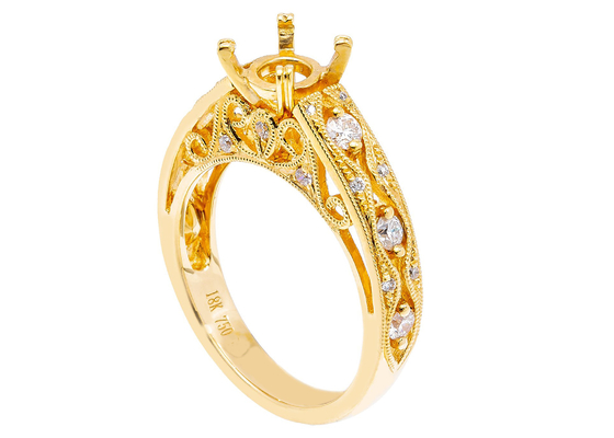6pcs 0.07ct диаманта материал желтого золота кольца 18K ювелирных изделий держателя Semi