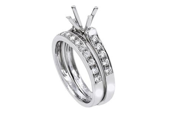 Двойное обручальное кольцо округлой формы, ODM OEM кольца белого золота 0.72ct 18K