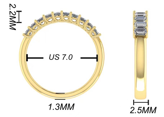 10pcs диамант 18k поднял кольцо золота 3.0×2.0mm EM отрезал для годовщины
