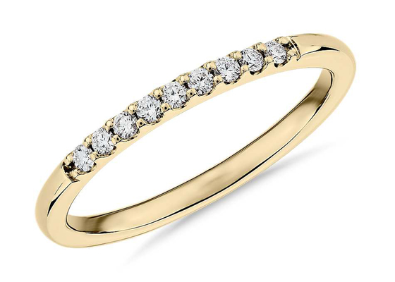 Stackable кольца с бриллиантом 0.44ct желтеют Fishtail золота 1.8mm устанавливая тип