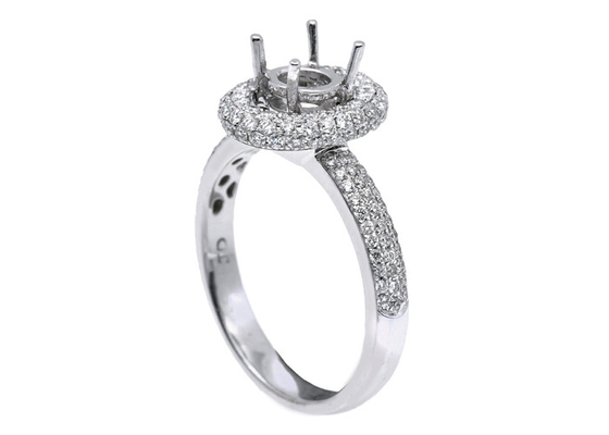 кольцо ювелирных изделий держателя белого золота 18k Semi с диамантами 0.45ct 1-1.1mm естественными