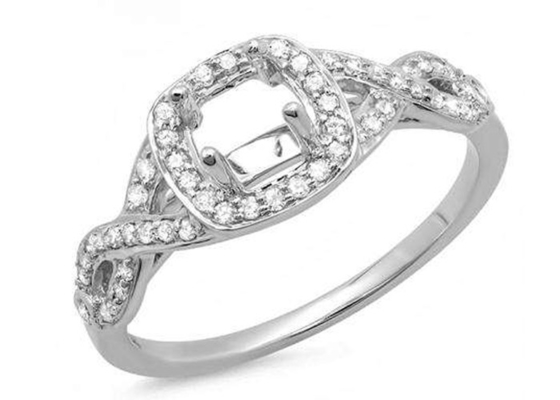 кольца держателя белого золота 14k 0.38ct 1.3mm Semi снабжают отрезок подкладкой для дня рождения