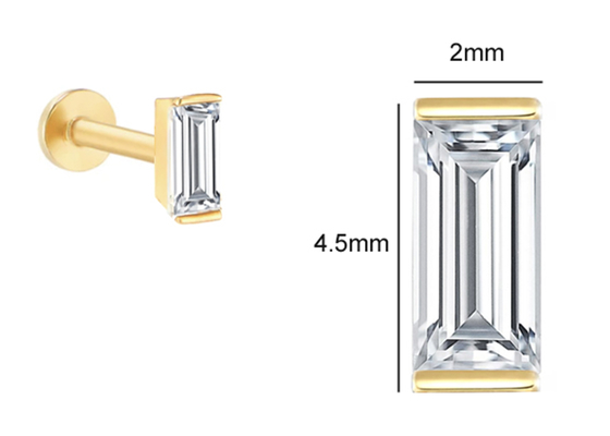 ODM OEM серьги ювелирных изделий тела золота 14K прокалывая с диамантом прямоугольника