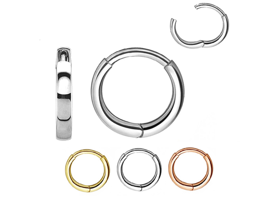 Серьги обруча Huggie золота ODM, классический круглый OEM серег стержня хрящевины