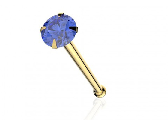 ODM OEM носа золота 18K 1.25-3.0mm прокалывая с естественным камнем