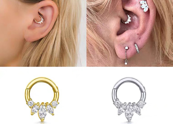 Clicker золота отрезка 14K Marquise прокалывая коготь 4 устанавливая тип для носа Daith септума