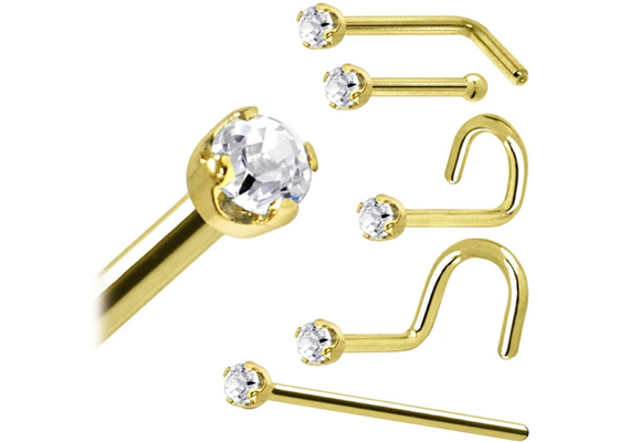 Кольцо носа золота ODM 18k Роза, нос прокалывая Pin с диамантом 1.5-2.5mm естественным