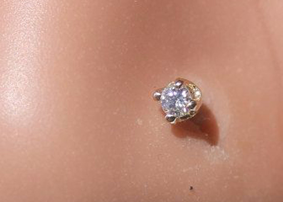Кольцо носа золота ODM 18k Роза, нос прокалывая Pin с диамантом 1.5-2.5mm естественным