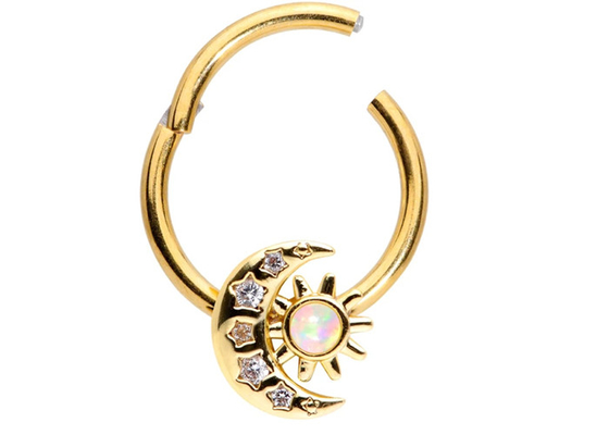 Луна Солнце твердого носа золота 18K прокалывая формирует с ODM диамантов 0.06ct SI2 естественным
