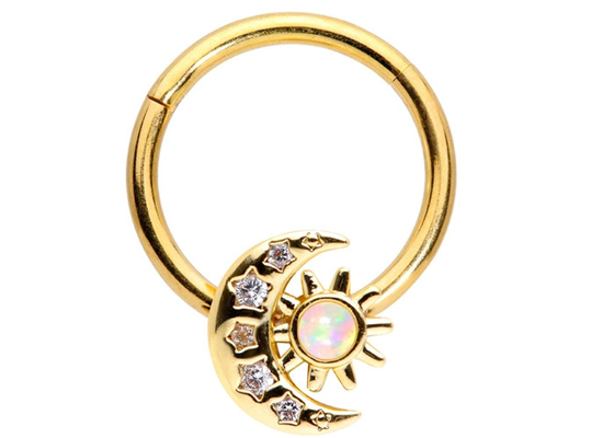 Луна Солнце твердого носа золота 18K прокалывая формирует с ODM диамантов 0.06ct SI2 естественным