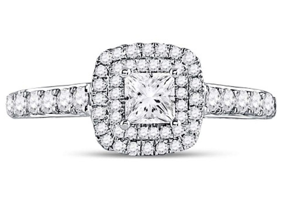 украшения чистого золота 3.65g 14K, 0.8ct придают квадратную форму кольцам с бриллиантом белого золота женщин