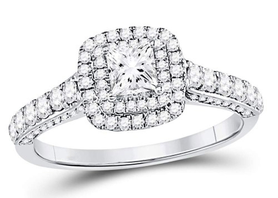 украшения чистого золота 3.65g 14K, 0.8ct придают квадратную форму кольцам с бриллиантом белого золота женщин