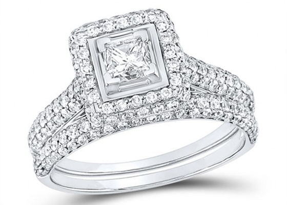 квадрат желтого золота 14K отрезал камень колец 0.8ct 3 обещания