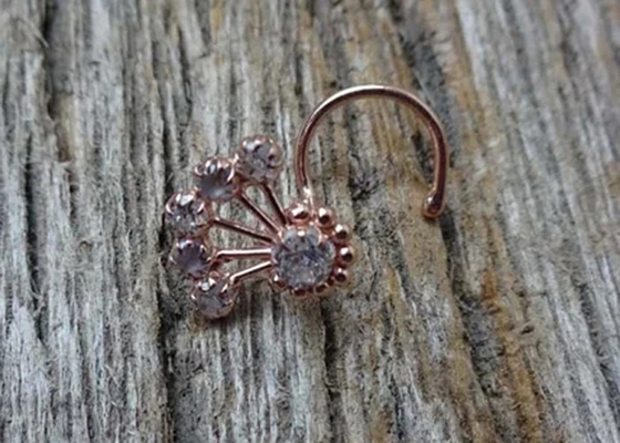 18K подняло кольцо носа золота с диамантом 0.05ct для ежедневного ODM OEM носки