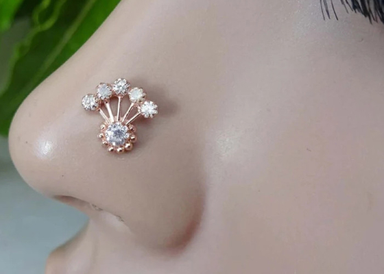 18K подняло кольцо носа золота с диамантом 0.05ct для ежедневного ODM OEM носки