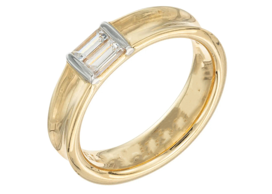 обручальное кольцо диаманта украшений чистого золота камня 14K пасьянса 0.58ct 6x4MM