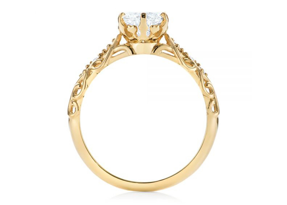 кольца украшений диаманта желтого золота 14K OEM размера стиля 6.5mm реального винтажный
