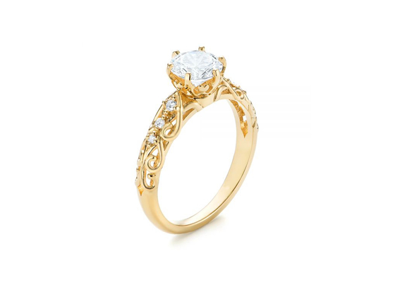 кольца украшений диаманта желтого золота 14K OEM размера стиля 6.5mm реального винтажный