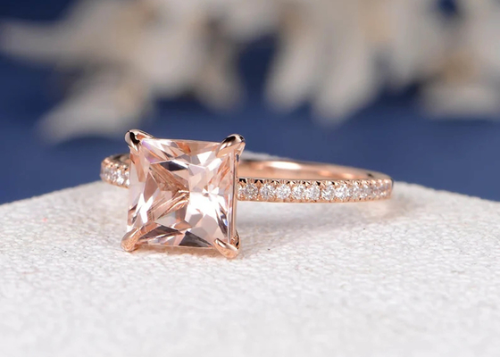 Размер 6×6mm принцессы Резать кольца украшений диаманта Morganite реального