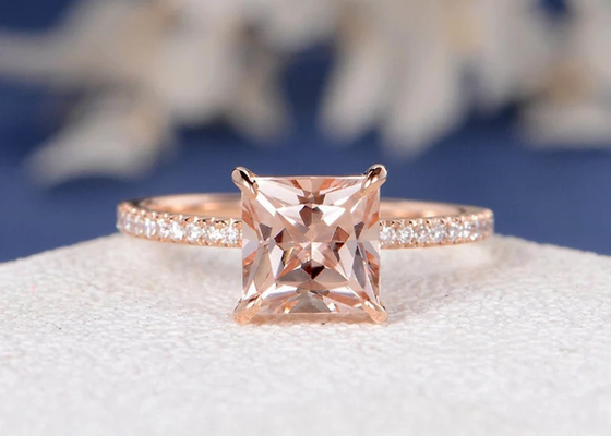 Размер 6×6mm принцессы Резать кольца украшений диаманта Morganite реального