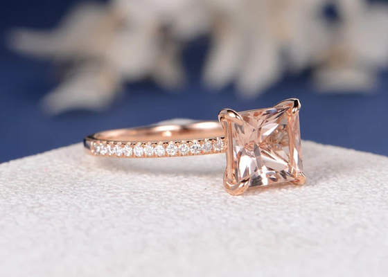 Размер 6×6mm принцессы Резать кольца украшений диаманта Morganite реального