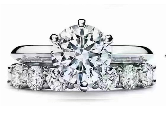 установка обручального кольца белого золота отрезка круга 18k 5mm с ODM диамантов 8pcs