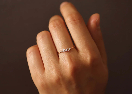 ODM отрезка твердого реального кольца украшений диаманта 14K гениальный для годовщины