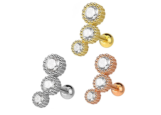 Серьги ювелирных изделий стерильного тела золота прокалывая для ODM Dia 3×3mm Tragus хрящевины
