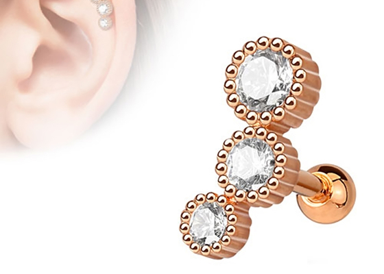 Серьги ювелирных изделий стерильного тела золота прокалывая для ODM Dia 3×3mm Tragus хрящевины