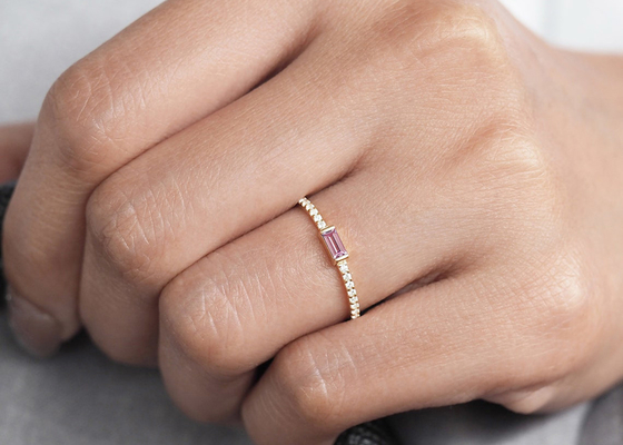 Тонкая ширина кольца золота 0.20ct диаманта 9K 2.5MM для Prong захвата устанавливая тип