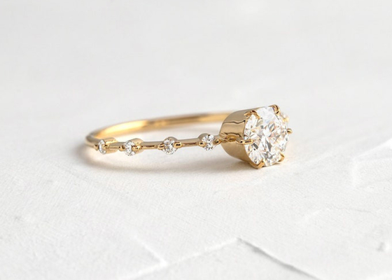 кольца с бриллиантом 1.0ct Moissanite, круглый отрезанный ODM обручальных колец 6.5MM