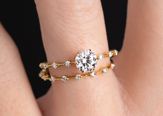 кольца с бриллиантом 1.0ct Moissanite, круглый отрезанный ODM обручальных колец 6.5MM