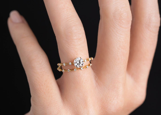 кольца с бриллиантом 1.0ct Moissanite, круглый отрезанный ODM обручальных колец 6.5MM