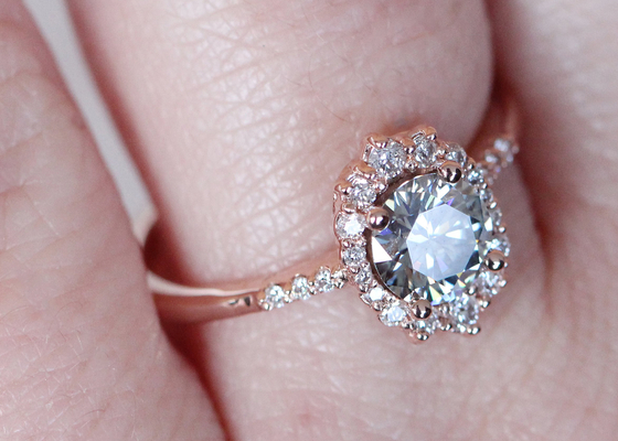 обручальные кольца 1.2ct 1pcs Moissanite для женщин 14K подняли материал золота